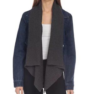 Bagatelle Denim Jacket with Draped Knit Collar Size M